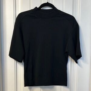 COS Black Women's Cotton Jersey Top with Mock Turtleneck
